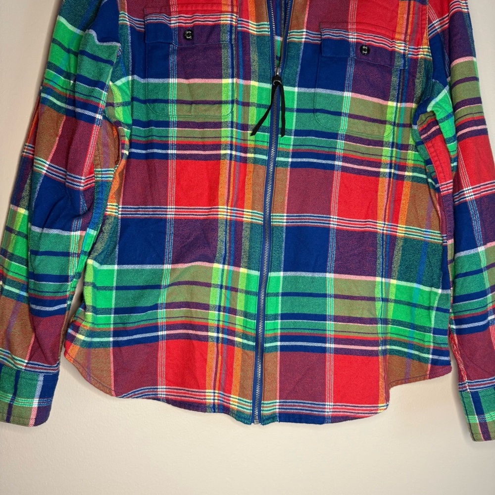CHAPS Blue Green Red Plaid Casual Zip Jacket SZ/LG New With Out Tags Cotton - Picture 3 of 10